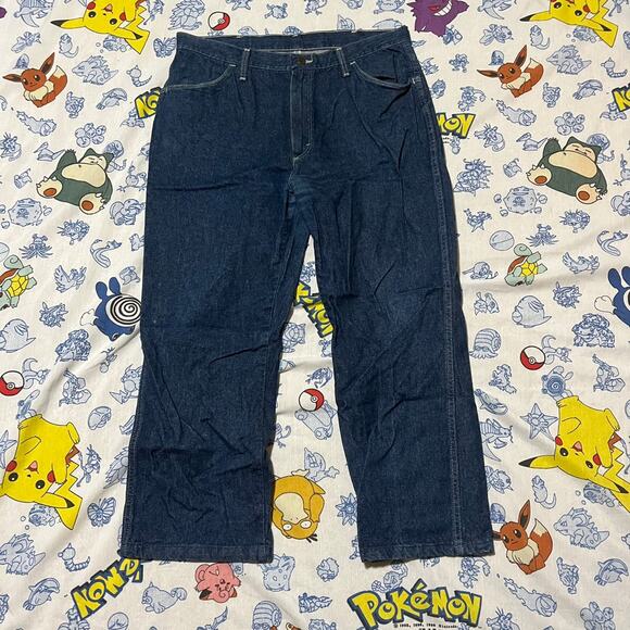 Vintage 70s Maverick Dark Wash Embroidered Jeans 36x29 - Picture 1 of 4